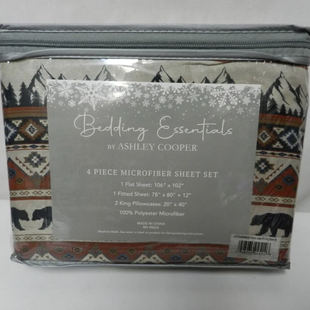 Ashley Cooper Pocono Lodge 4 piece Micro Fiber Queen sheet set green NEW NWT